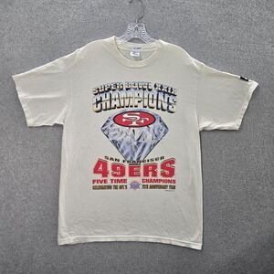 VINTAGE San Francisco 49ers Men Shirt Large White 1994 Super Bowl Champions Tee